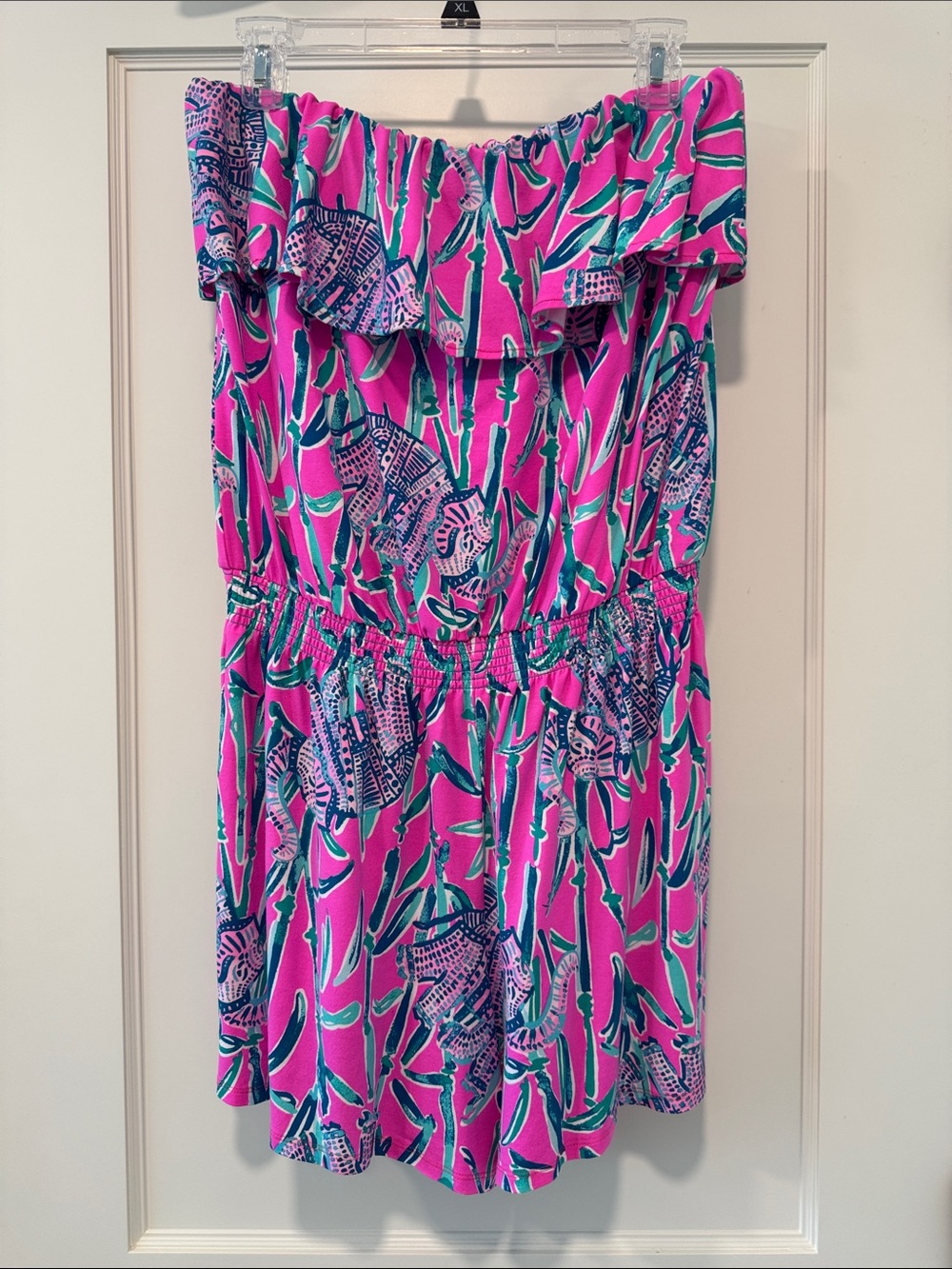Lilly Pulitzer Pink & Teal Printed Strapless Women’s Shorts Romper